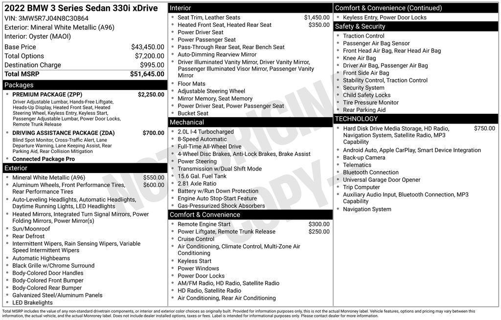 used 2022 BMW 330 car, priced at $33,000