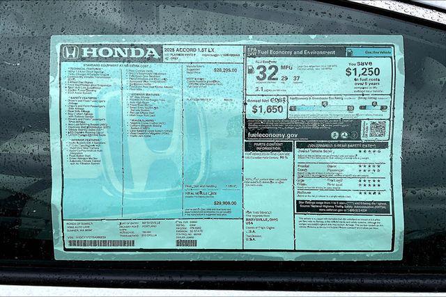 new 2025 Honda Accord car, priced at $29,900