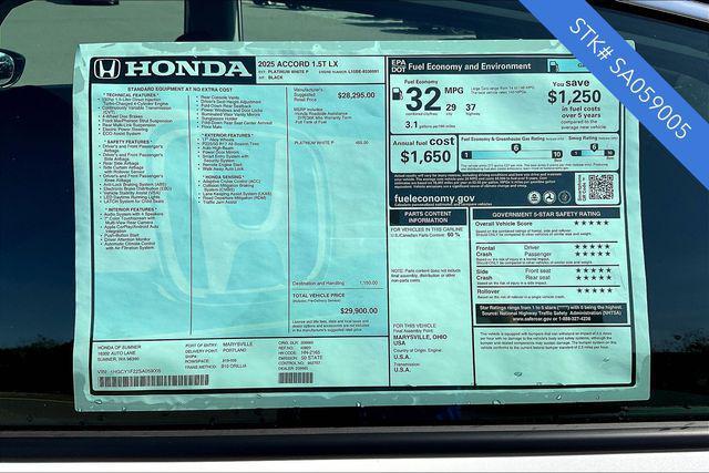 new 2025 Honda Accord car, priced at $28,900