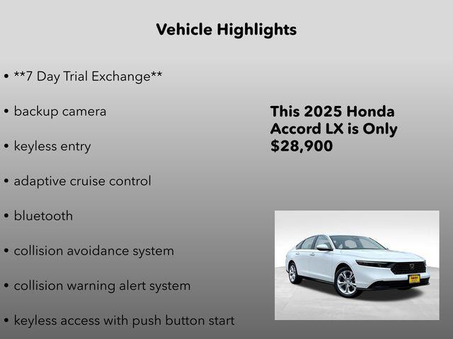 new 2025 Honda Accord car, priced at $28,900