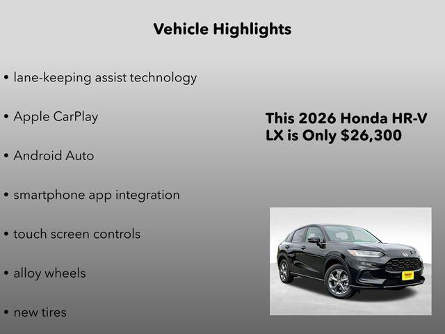 new 2026 Honda HR-V car, priced at $26,300