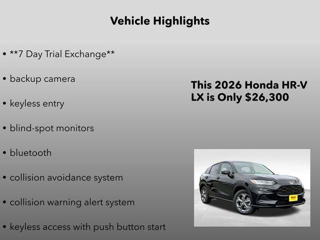 new 2026 Honda HR-V car, priced at $26,300