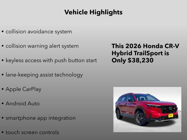 new 2026 Honda CR-V Hybrid car, priced at $38,230