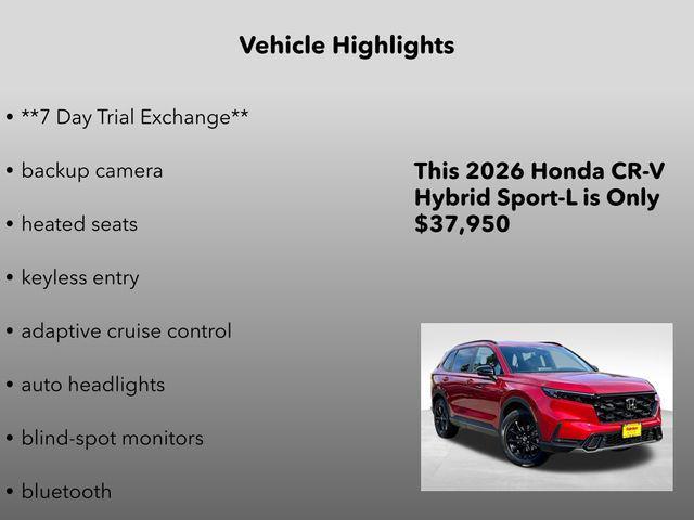 new 2026 Honda CR-V Hybrid car, priced at $37,950