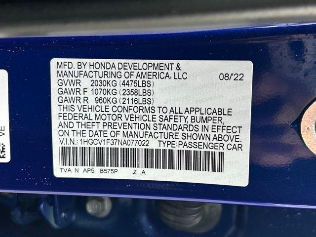 used 2022 Honda Accord car, priced at $24,491