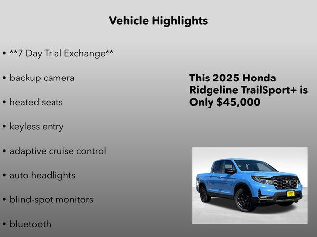 new 2025 Honda Ridgeline car, priced at $45,000