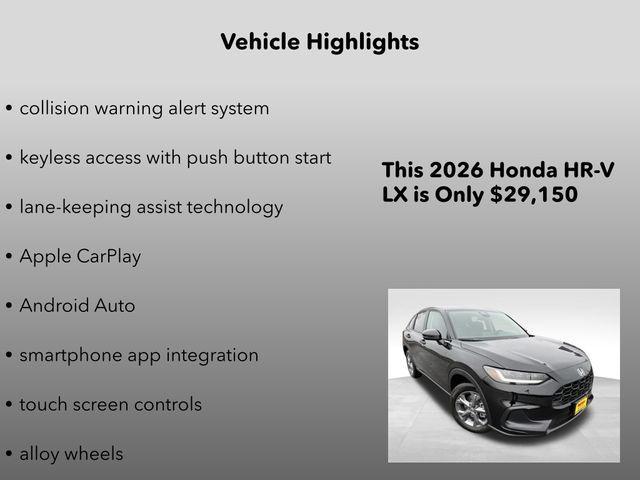 new 2026 Honda HR-V car, priced at $29,150
