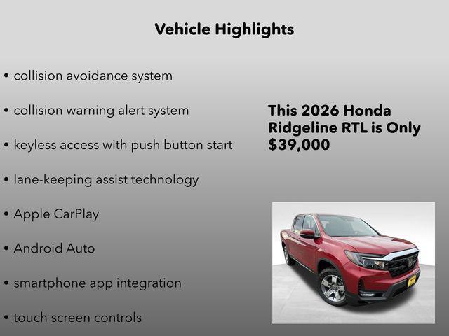 new 2026 Honda Ridgeline car, priced at $39,000