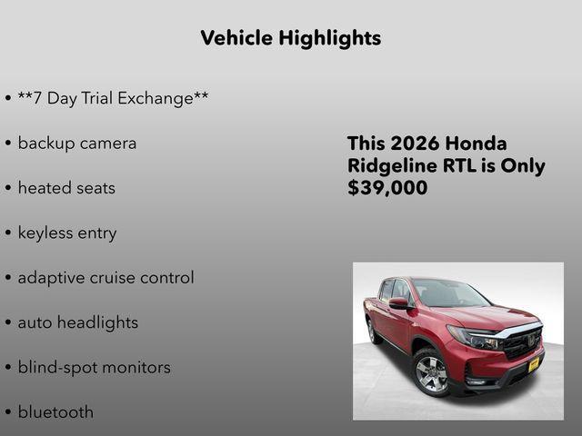 new 2026 Honda Ridgeline car, priced at $39,000