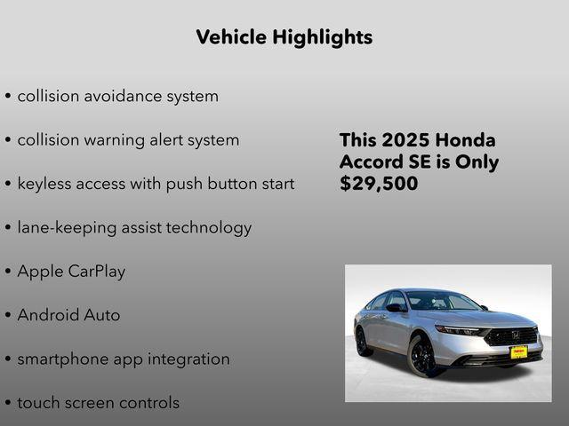 new 2025 Honda Accord car, priced at $29,500