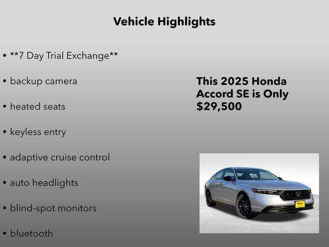 new 2025 Honda Accord car, priced at $29,500