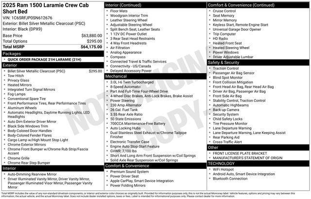 used 2025 Ram 1500 car, priced at $42,999