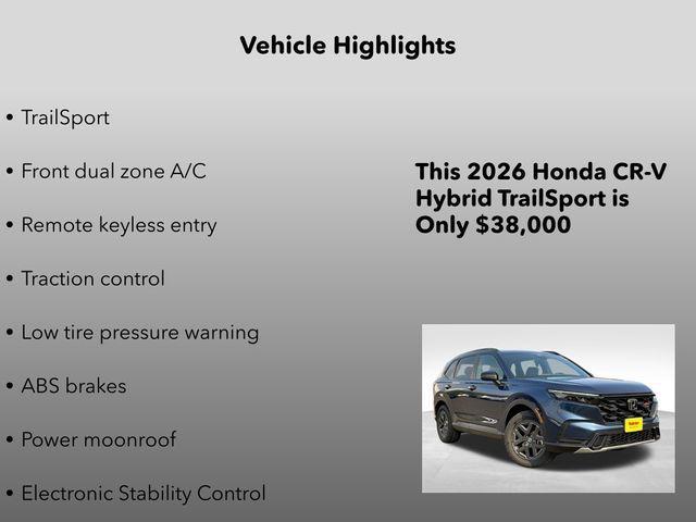 new 2026 Honda CR-V Hybrid car, priced at $40,195