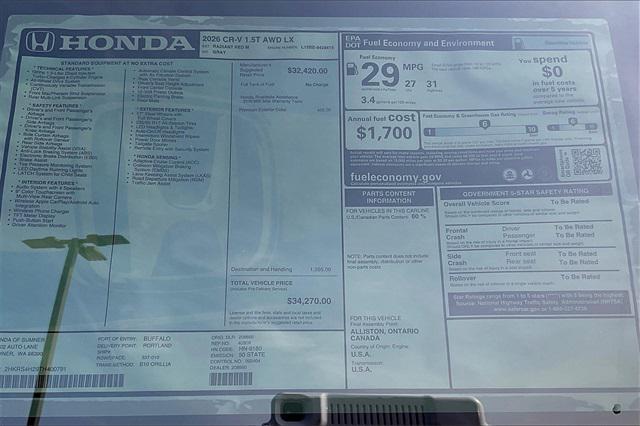 new 2026 Honda CR-V car, priced at $34,270