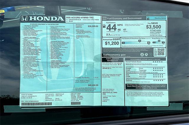 new 2025 Honda Accord Hybrid car, priced at $40,450