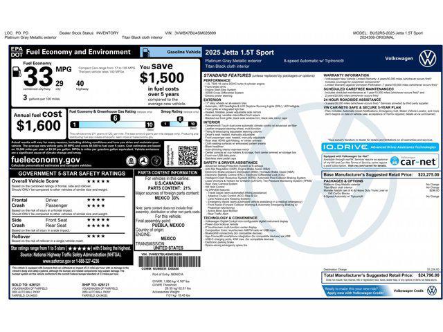 used 2025 Volkswagen Jetta car, priced at $20,944
