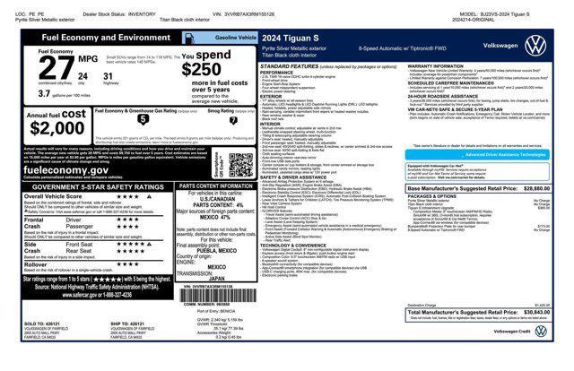 new 2024 Volkswagen Tiguan car, priced at $28,343