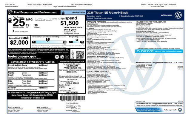 new 2026 Volkswagen Tiguan car, priced at $40,220