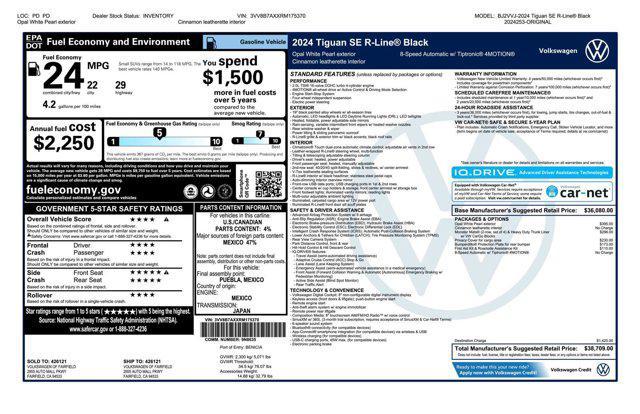 new 2024 Volkswagen Tiguan car, priced at $37,209