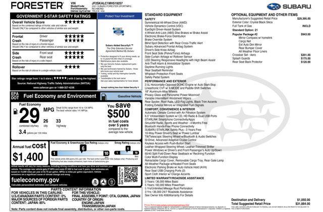 used 2021 Subaru Forester car, priced at $21,987