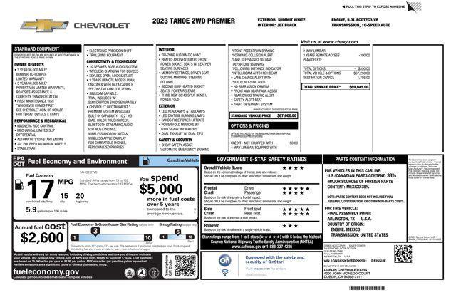 used 2023 Chevrolet Tahoe car, priced at $45,198