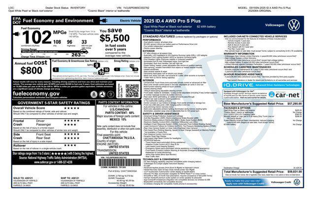 new 2025 Volkswagen ID.4 car, priced at $59,831