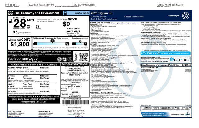 new 2025 Volkswagen Tiguan car, priced at $33,220