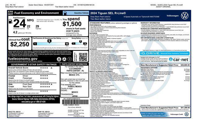 new 2024 Volkswagen Tiguan car, priced at $39,899