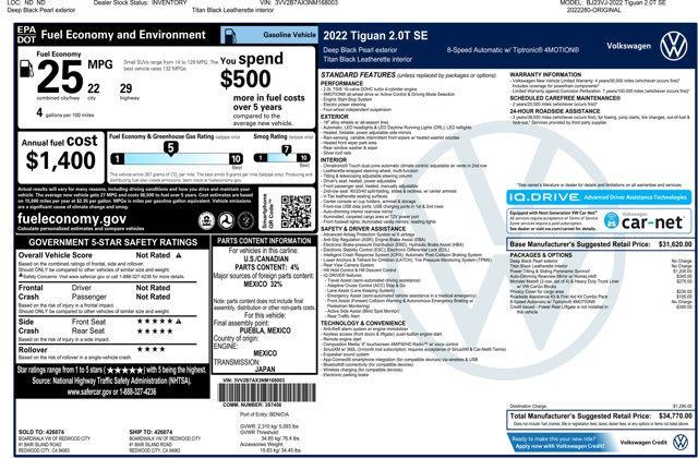 used 2022 Volkswagen Tiguan car, priced at $23,971