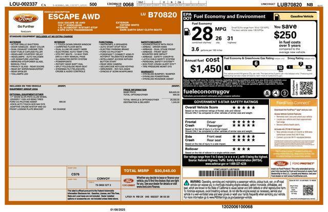 used 2020 Ford Escape car, priced at $11,444