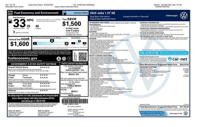 new 2025 Volkswagen Jetta car, priced at $26,371