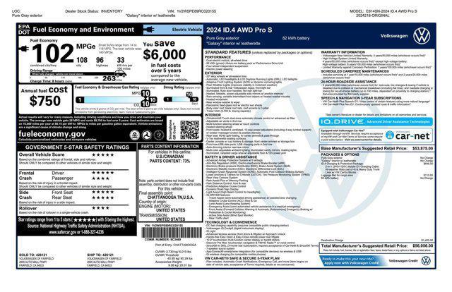 new 2024 Volkswagen ID.4 car, priced at $51,043