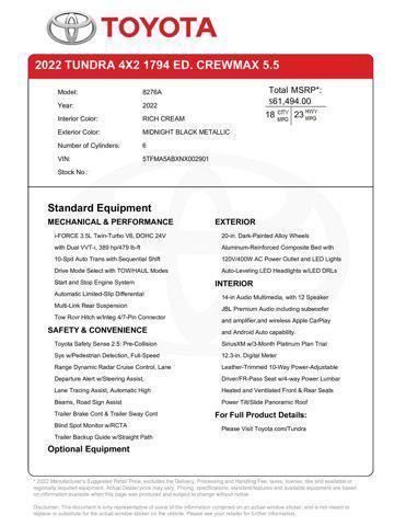 used 2022 Toyota Tundra car, priced at $41,728