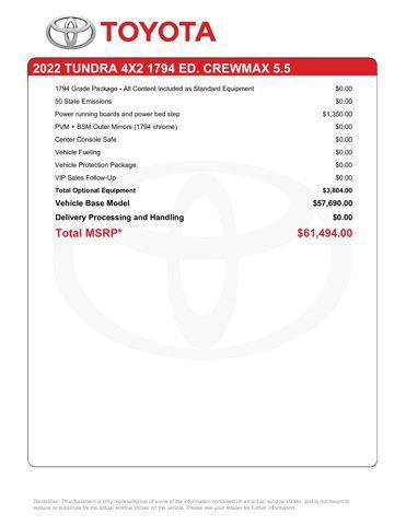 used 2022 Toyota Tundra car, priced at $41,728