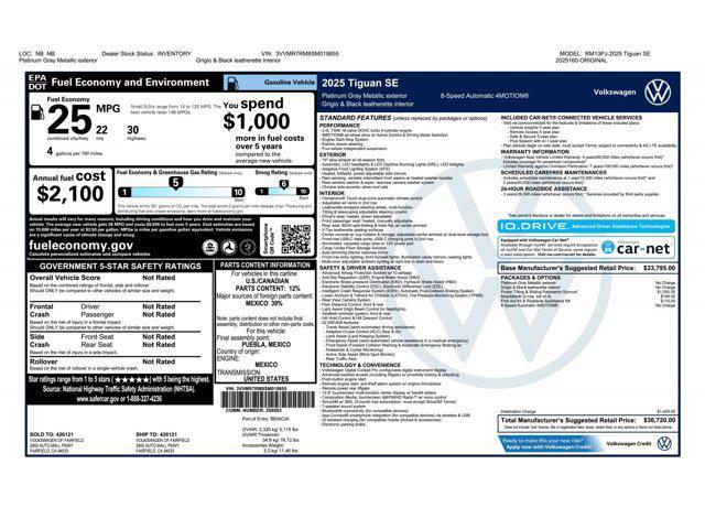 new 2025 Volkswagen Tiguan car, priced at $34,516