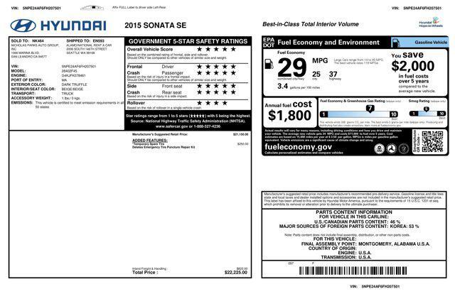 used 2015 Hyundai Sonata car, priced at $7,415