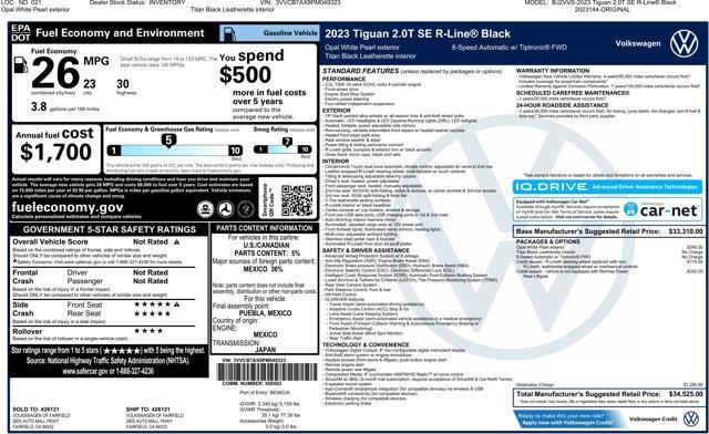 used 2023 Volkswagen Tiguan car, priced at $26,258