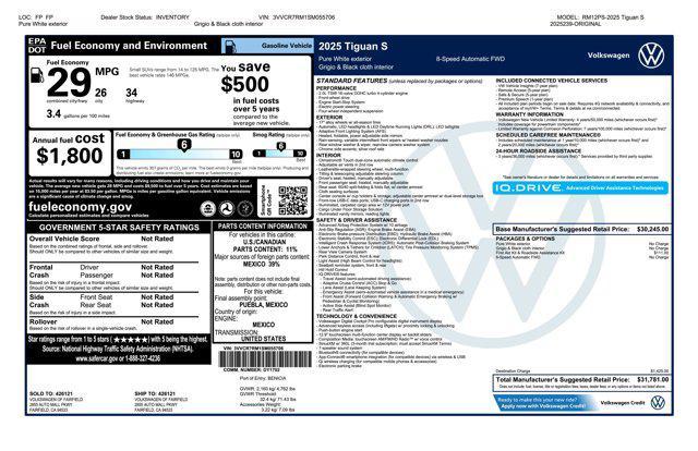 new 2025 Volkswagen Tiguan car, priced at $29,649