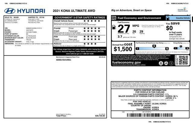 used 2021 Hyundai Kona car, priced at $17,728