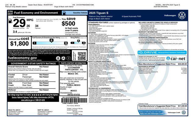 new 2025 Volkswagen Tiguan car, priced at $31,220