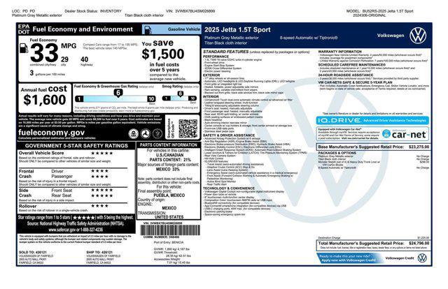 new 2025 Volkswagen Jetta car, priced at $24,300