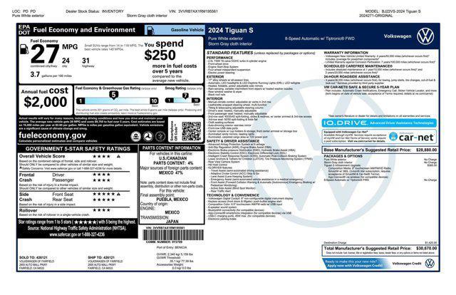 new 2024 Volkswagen Tiguan car, priced at $28,970