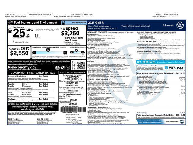 new 2025 Volkswagen Golf R car, priced at $58,104