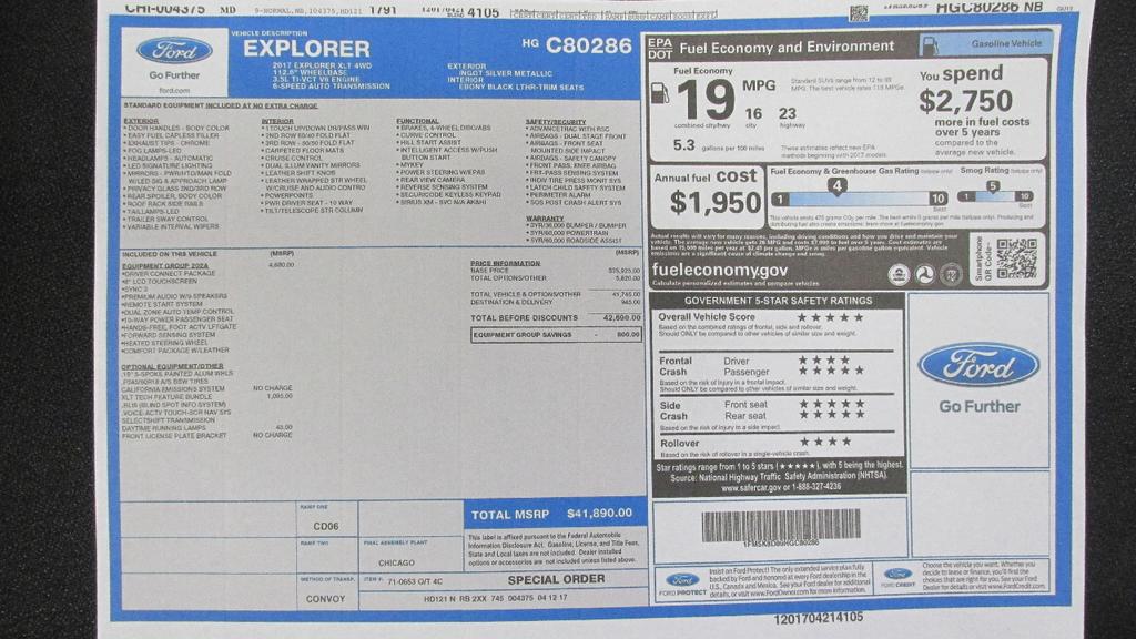 used 2017 Ford Explorer car, priced at $16,990