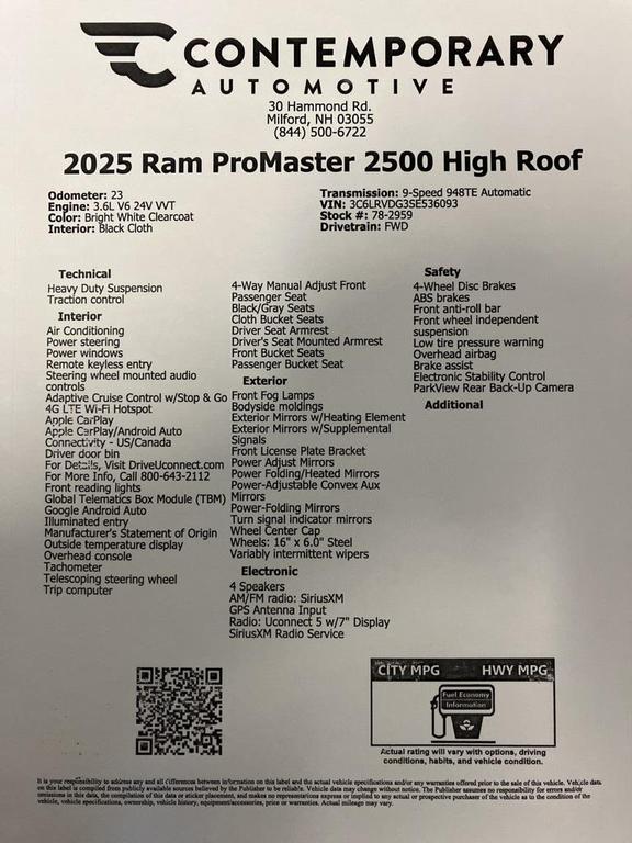 used 2025 Ram ProMaster 2500 car, priced at $40,000