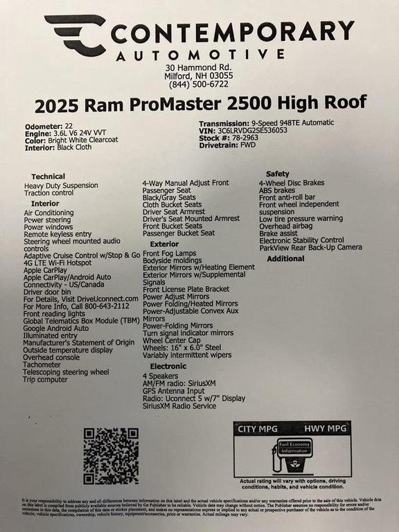 used 2025 Ram ProMaster 2500 car, priced at $40,000