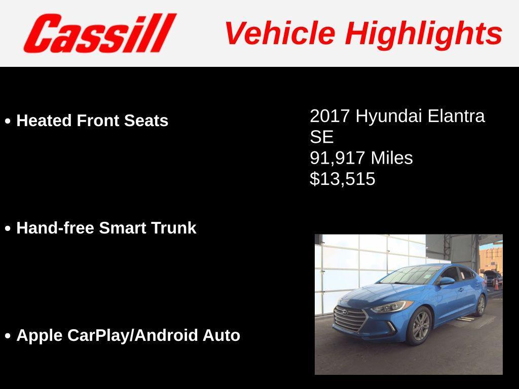 used 2017 Hyundai Elantra car, priced at $13,515