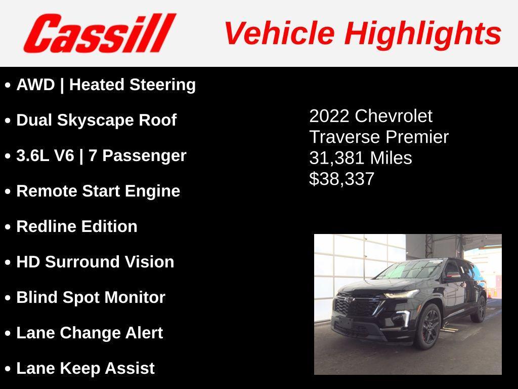 used 2022 Chevrolet Traverse car, priced at $38,337