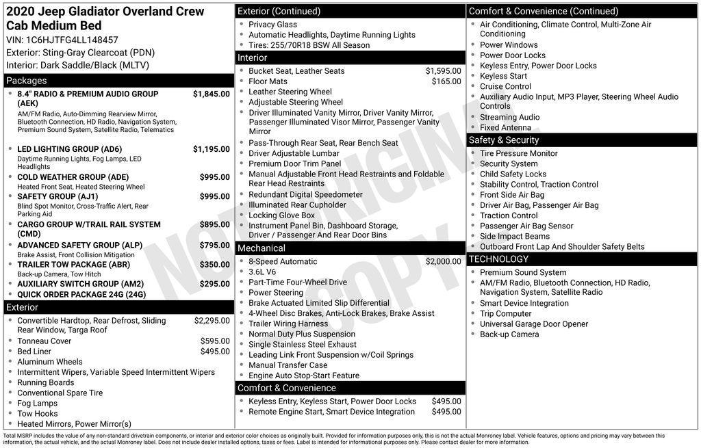 used 2020 Jeep Gladiator car, priced at $28,869