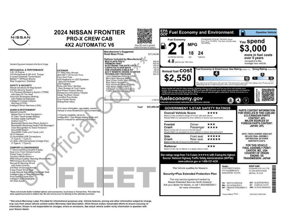used 2024 Nissan Frontier car, priced at $37,887
